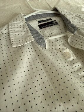 Flying Machine White Button-Down Shirt with Black Micro Cross Pattern